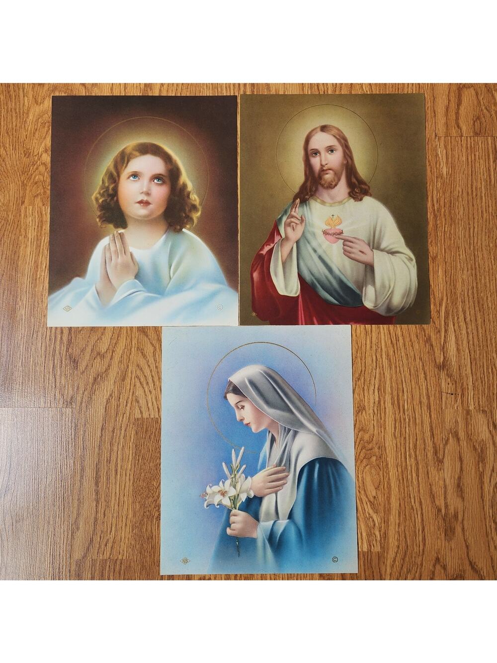 Vintage Prints 8x10 N.G. Basevi 1935 Young 1938 Jesus 1940 Mary Catholic Faith